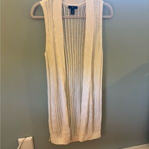 Women's White long Sweater Vest